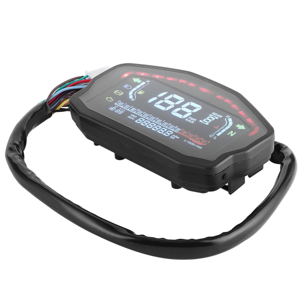 Universeller Motorrad-Kilometerzähler LED LCD Digitaler Tachometer Drehzahlmesser Instrument