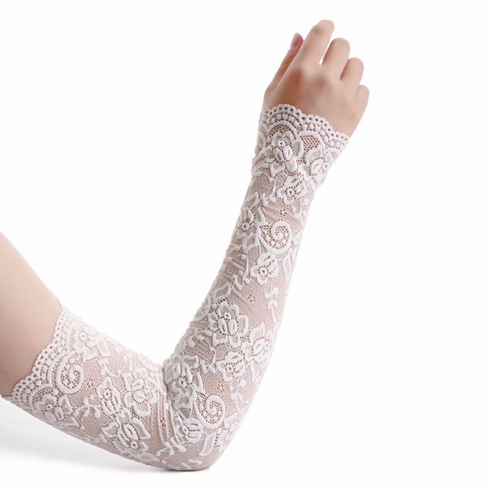 

Sunscreen Ice Lace Arm Sleeves Ice Sleeves Sun Protection Cover Ice Silk Sleeves Driving Gloves сірий