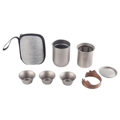 Titanium Double Walled Tea Cups with Removable Filter Cover Cap Outdoor Camping Portable Tea Maker