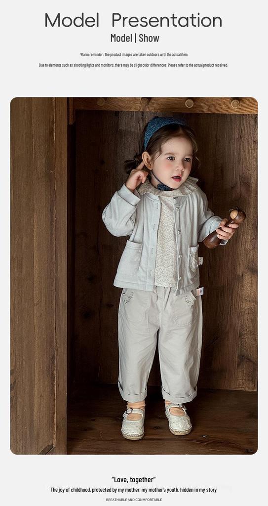 Korean-Style Spring Jacket & Pant Set for Girls (1-3 Years)