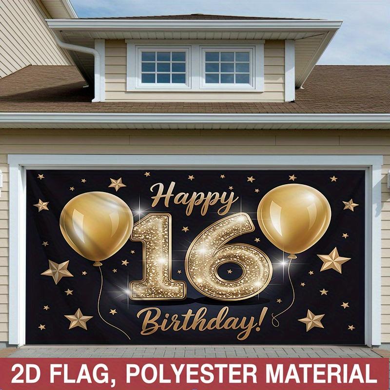 1Pcs Sweet 16 Birthday Golden Balloons Black Decoration Background Birthday Backdrop Decorations For Photo Studio Booth Party