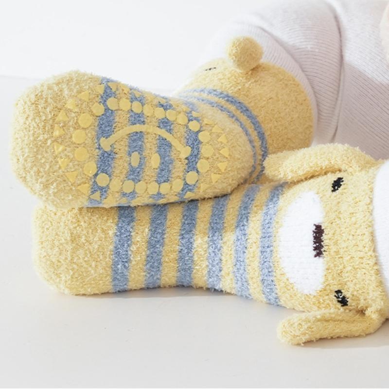 1 Pair Warm Infant Walking Socks Nonslip Bottom Cute Puppy Pattern Cosy Footwear For Cold Weather 0 to 3 Years