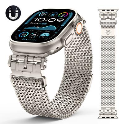 Milanese Strap for Apple Watch Band Ultra 2 49mm 10 46mm 9 8 7 45mm Luxury Metal Magnetic Loop Bracelet for iWatch 6 5 4 SE 44mm
