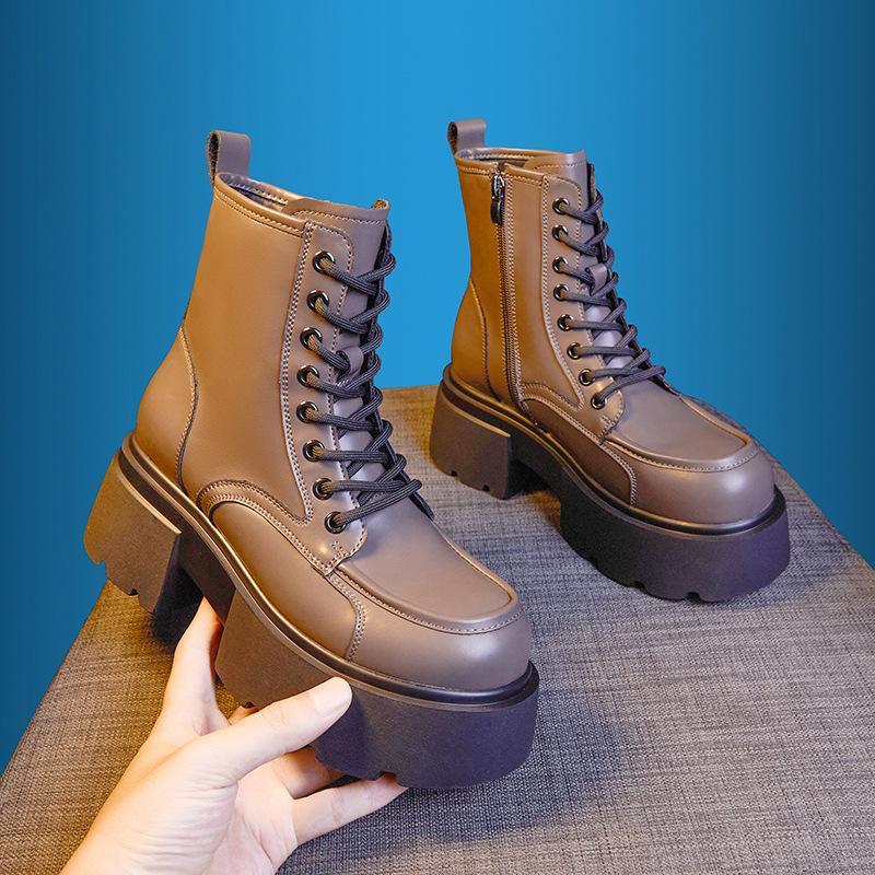 Thick-soled Martin boots women's 2025 autumn and winter new single boots versatile thick heel Internet celebrity thin ins British style short boots