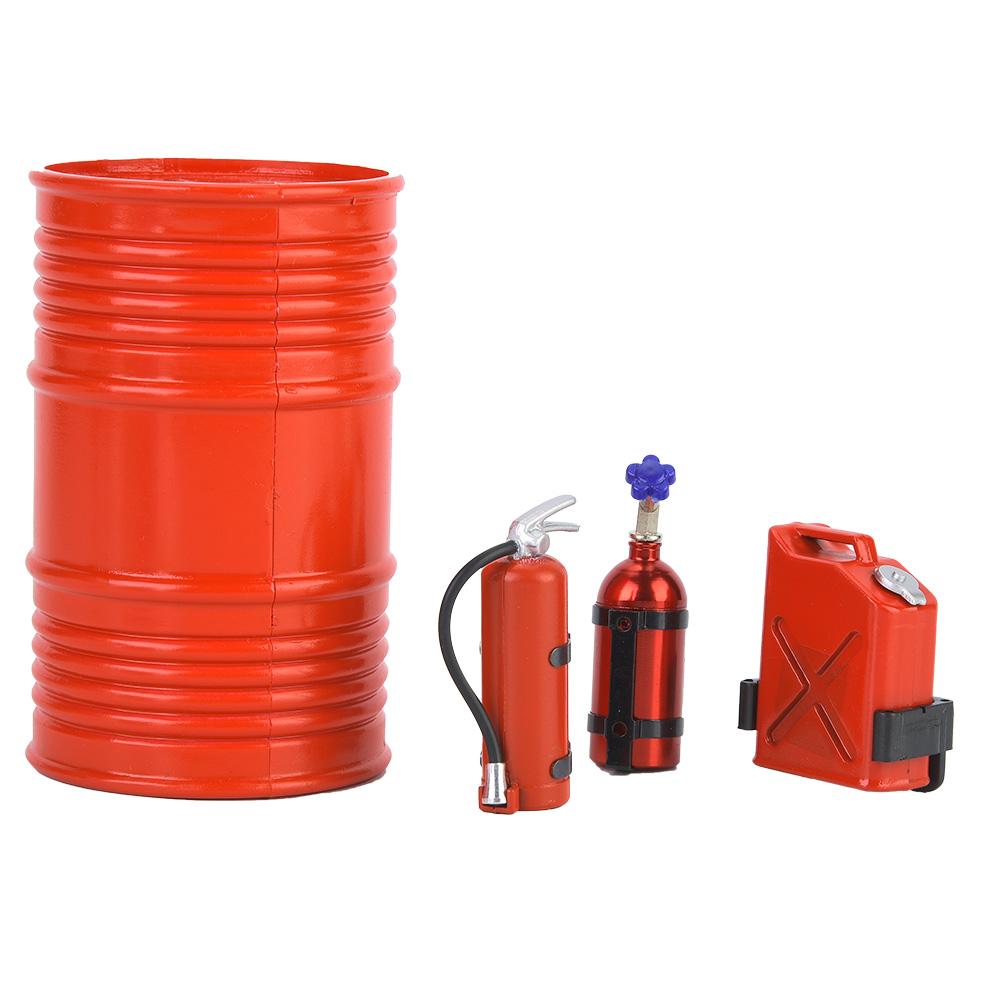 Fire Extinguisher Oil Drum Shovel Nitrogen Bottle Fit for SCX10 D90 TRX4 1 10 RC Car (Red)