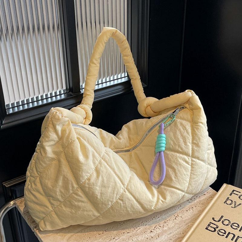 Casual Big Bag New Fashion Rhombus Embroidery Thread Shoulder Bag Women's Large-capacity Class Commuter Messenger Bag