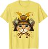 Samurai Cat Warrior Japanese Ronin Graphic Tee Breathable Casual Cotton T-Shirt for Men