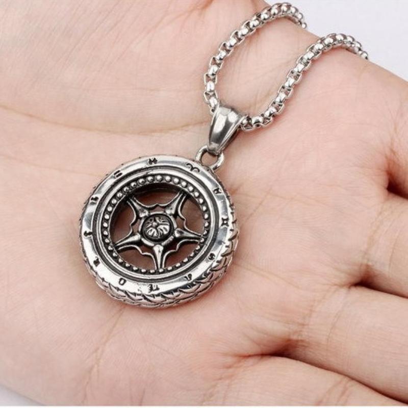 Tire Titanium Steel Necklace Trendy Men's Versatile Simple Spring/summer Date Pendant Couple Accessories