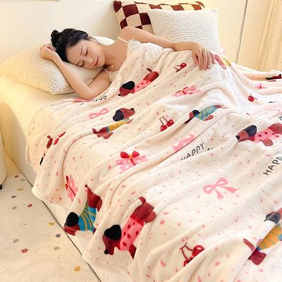 Skin-friendly Blanket Cute Puppy Print Blankets Soft Flannel Bedspread Warm Plaid Car/Office/Travel Shawl Bed Blanket Manta