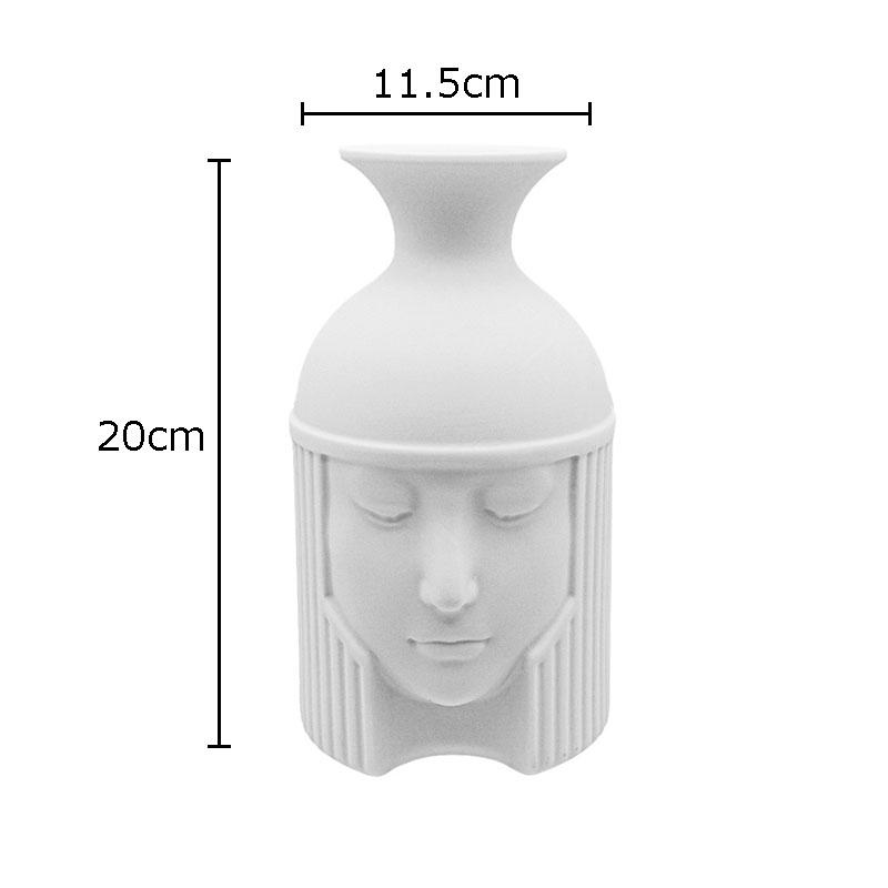 

Creative Warrior Head Statue Vase Ceramic Crafts Artificial Flowers Decorative Flower Arrangement Desk Decoration White Vases
