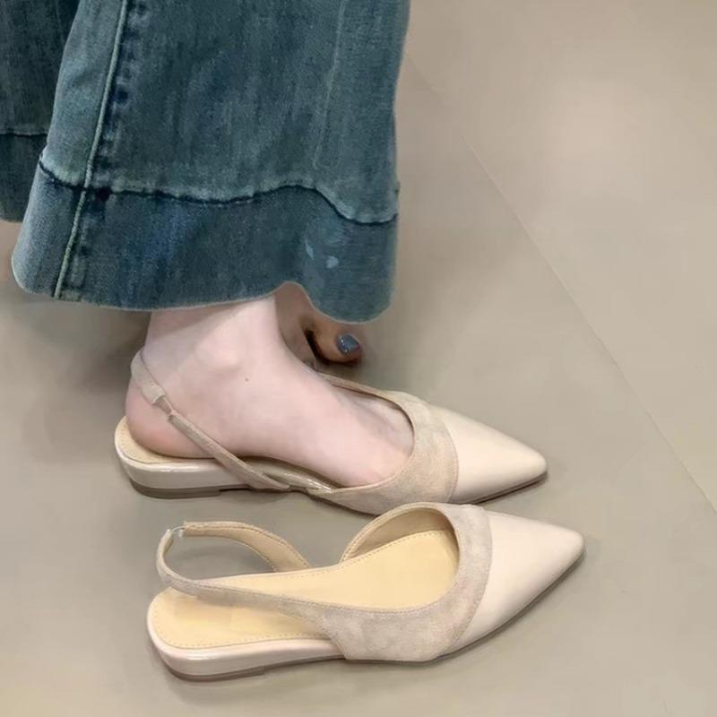 Temperament splicing suede bag head summer sandals fashion gentle rear strap shallow mouth women's shoes