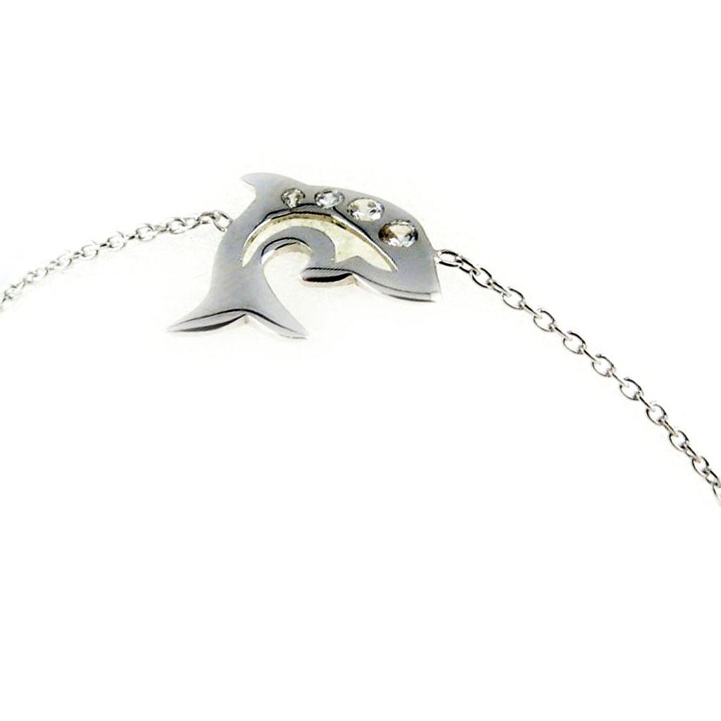 Les Trésors De Lily [K9567] - White 'Dolphin' Silver Bracelet
