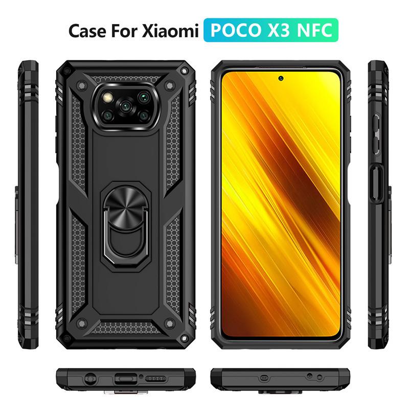 Applicable To Xiaomi POCO X3 Magnetic Bracket Protective Case Redmi Note14pro Ring Anti-drop Mobile Phone Case