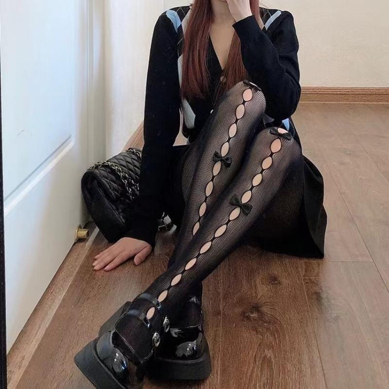 Lolita Cosplay fete bowknot scobiți chiloți sexy subțiri ins tide dantelă colanți anime șosete negru alb plasă ciorapi de mătase