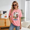 Womens Anime Style TShirt Pink Cotton Pirate Ship Skull Cartoon Graphic Casual Daily Wear for Home Campus Street Fashion