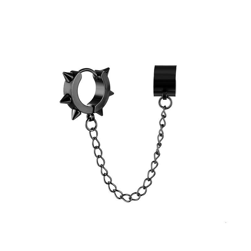 1Piece Cross Skull Chain Tassel Dangle Earrings for Women/Men Stainless Steel Ear Bone Clips Single Double Ear Holes Jewelry