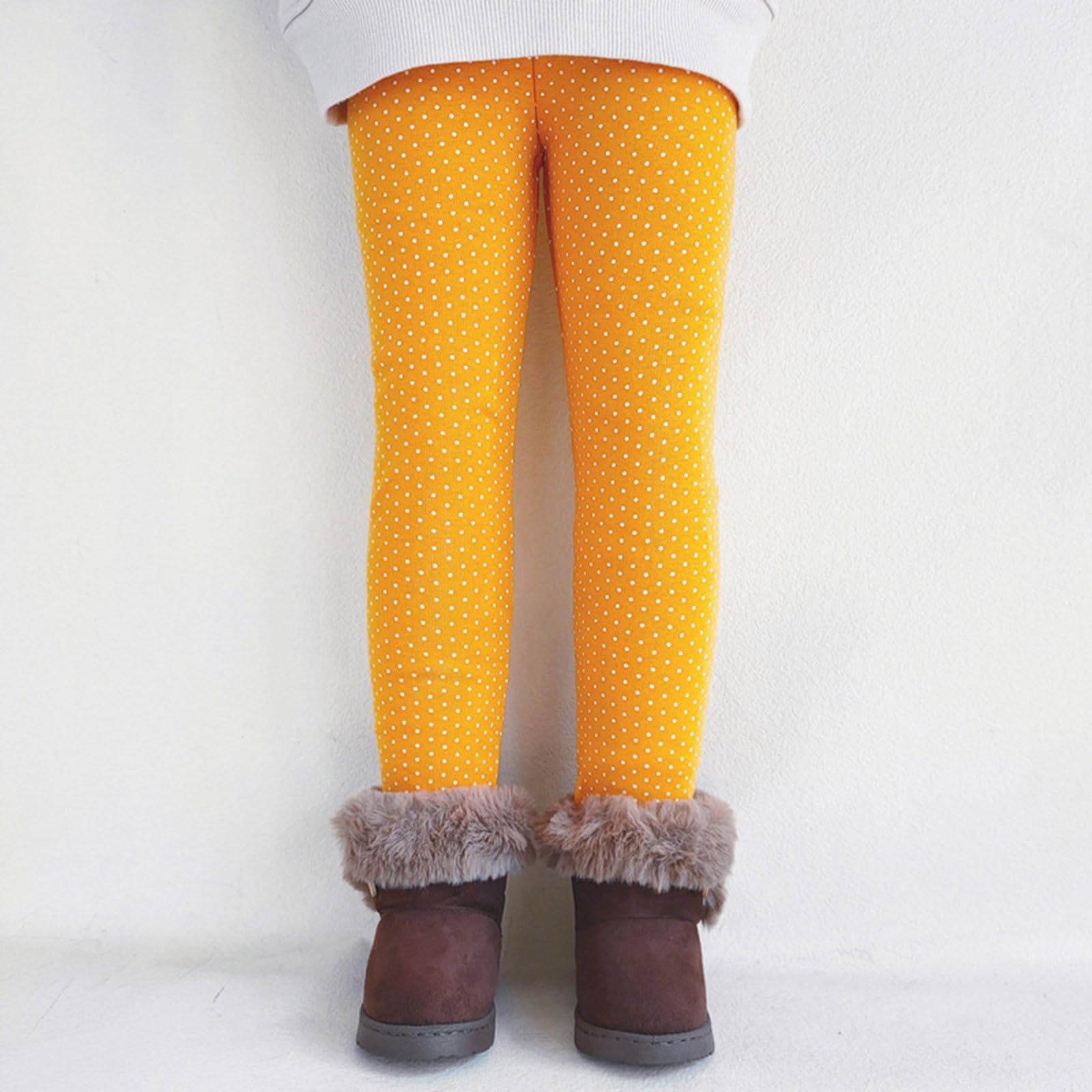 

Children s Fashion Polka Dot Print Fleece-Lined Thermal Trousers Versatile Base Layer Trousers 150