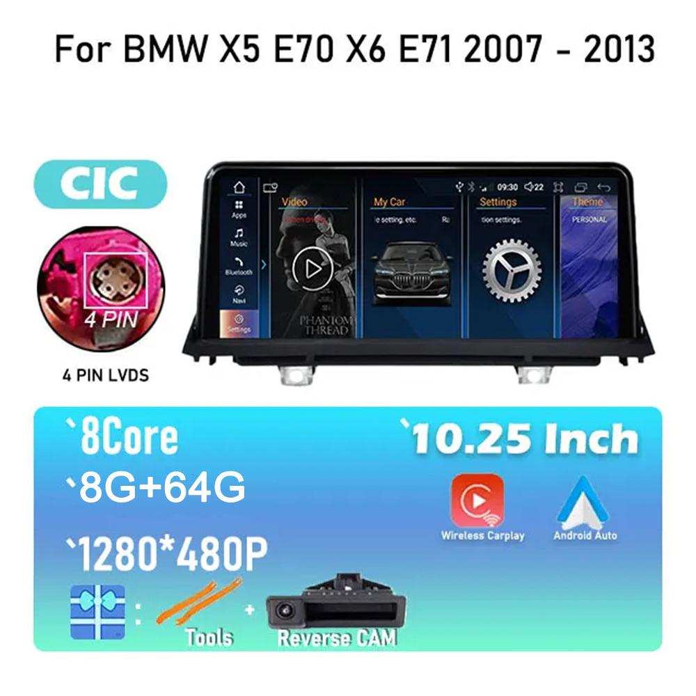 Android 14 For BMW X5 E70 X6 E71 2007 - 2013 Original CCC or CIC System Car Radio Stereo Video Player GPS Navigation Multimedia