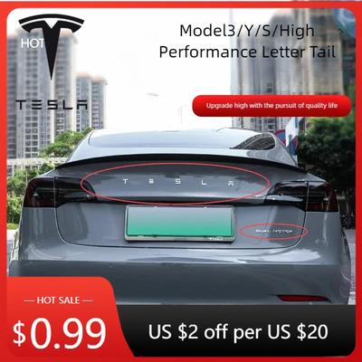 Car Sticker 2025 New 3D ABS Carbon Chrome Black Logo Tesla Letters Emblem Car Rear Trunk Letters For Tesla Model 3 Y X S A