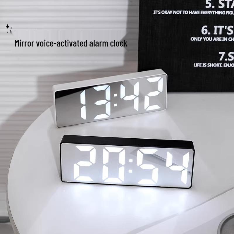 Luminous LED Digital Desktop Clock with Mirror Display and Alarm
