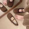 French soft-soled beanie shoes girl 2025 spring and autumn new comfortable fairy wind shallow mouth flat shoes one-word buckle strap single shoes