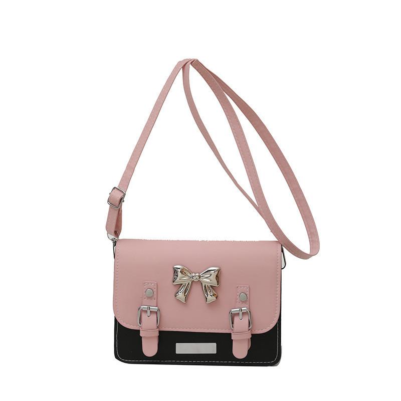 Chic And Stylish Women s Butterfly Small Square Bag With Sleek Magnet Closure Pink Black