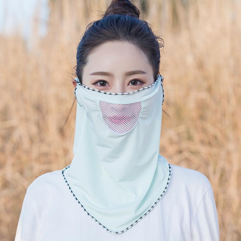 Ice Silk Mask Summer Breathable Mesh Cycling UV Protection Bandana Mask Moister Wicking Outdoor Neck Gaiter Women Face Cover