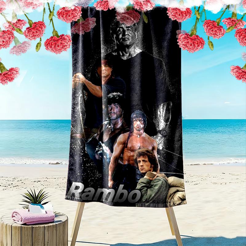 Rambo Print Beach Towel, Large Soft Quick Dry Towel for Beach Camping Swimming