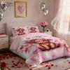 3pc pink Valentine's Day Highland Cow Print Coreless Quilt Set Multi Size Bedroom Dormitory Bedding Decoration Machine Washable