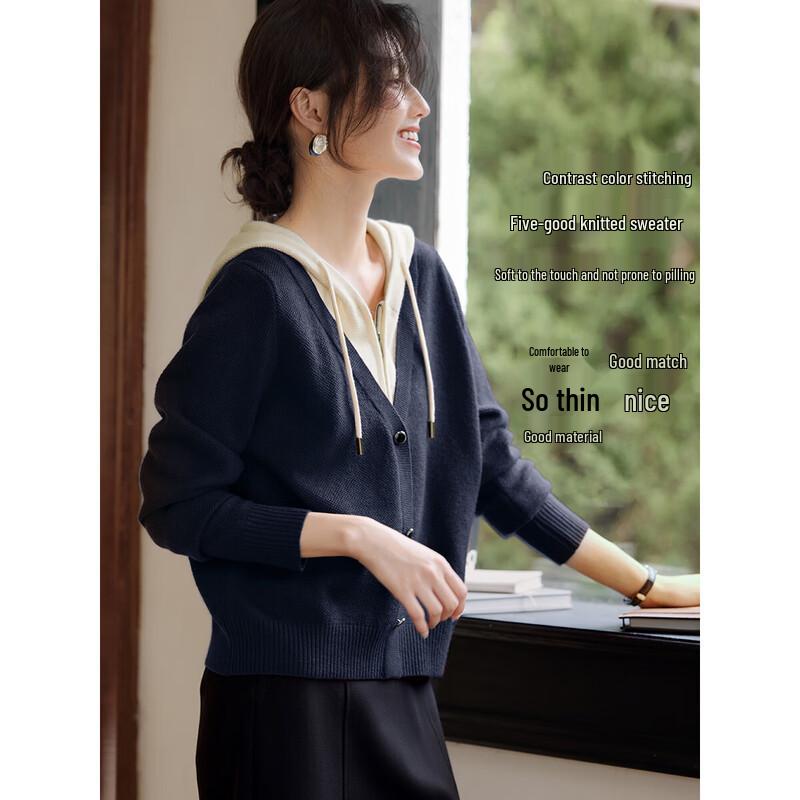 XWI Women's Contrast Hooded Knit Sweater