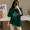 % pure cotton short-sleeved T-shirt for women, the new summer loose printing half-sleeved high-end thin explosive top