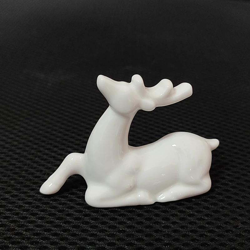 

Пара пасхальных оленей, белая глазурованная фарфоровая керамика, ремесла, украшения, декорации для дома, аксессуары для сказочного сада для подарков