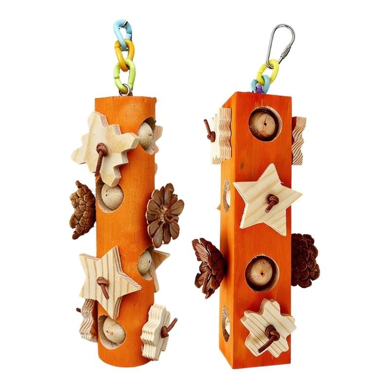 2PCS Wood Bird Chew Wooden Block Stick Toy For Pet Parrots Teeth Grinding And Stress Reduce Cage Entertainment Toy