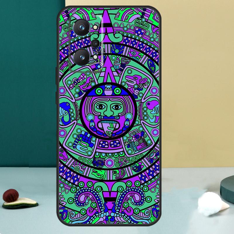 Maya-Kalender Holzmuster Für Realme GT 7 Pro GT 5 6 6T C67 C61 C55 C53 C51 C21Y C25S C75 10 11 12 13 14 Pro Plus Hülle