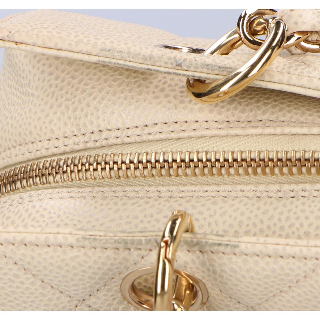 CHANEL No. 8 Standard Chain Tote PTT Caviar Handbag IvoryUsed