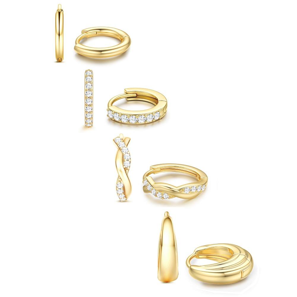 Bobisty 14K Gold Plated Hoop Earrings for Women Hypoallergenic Earring Non Tarnish Trendy Earrings Sets for Multiple Piercing
