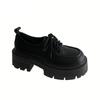 Thick Heel Heightened Platform Small Leather Shoes Women's Spring and Summer New Retro Versatile Lace-up Single Shoes