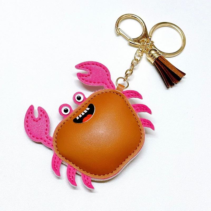 1 Pcs Simple And Fashionable Leather Crab Car Keychain Bag Creative Headphone Bag Pendant Accessories