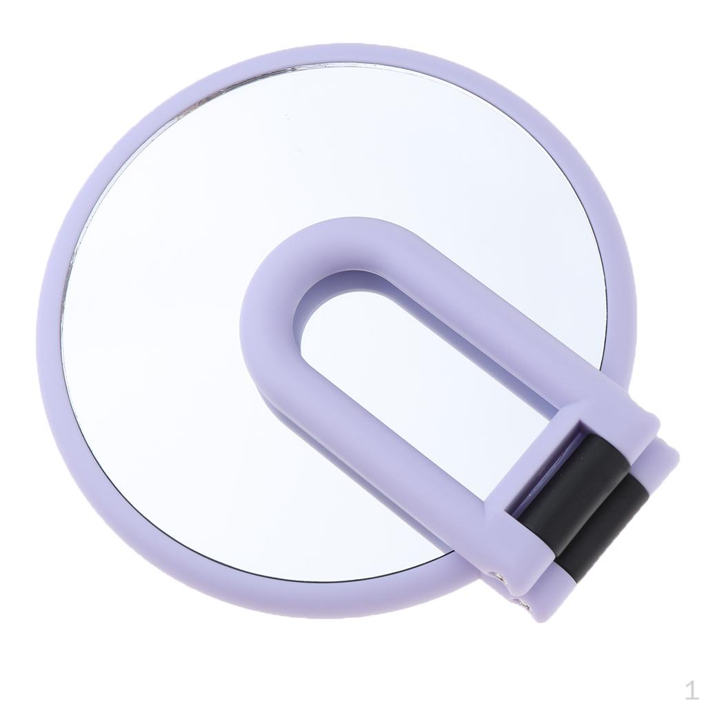 Складное увеличительное зеркало 2-стороннее для макияжа дорожное ручное с подставкой 2X Magnifying