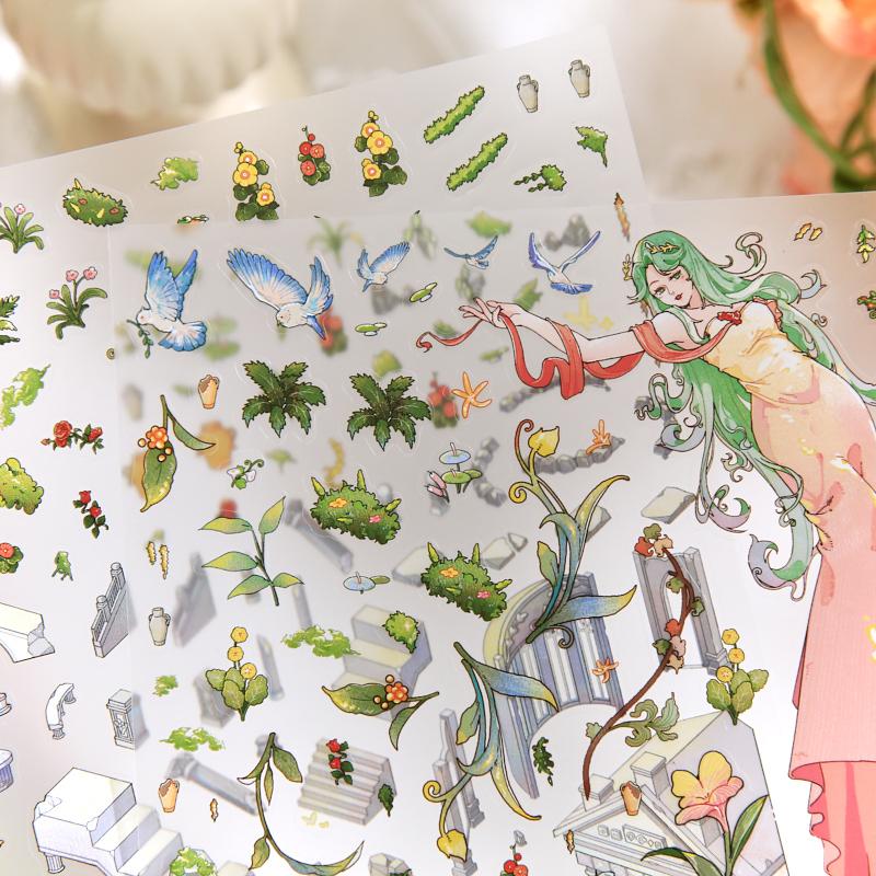 3sheets/bag Lost Ruins Series Landscape Miniature Stickers for Decoration Decompression Collage Landscape DIY Sticker Decoration