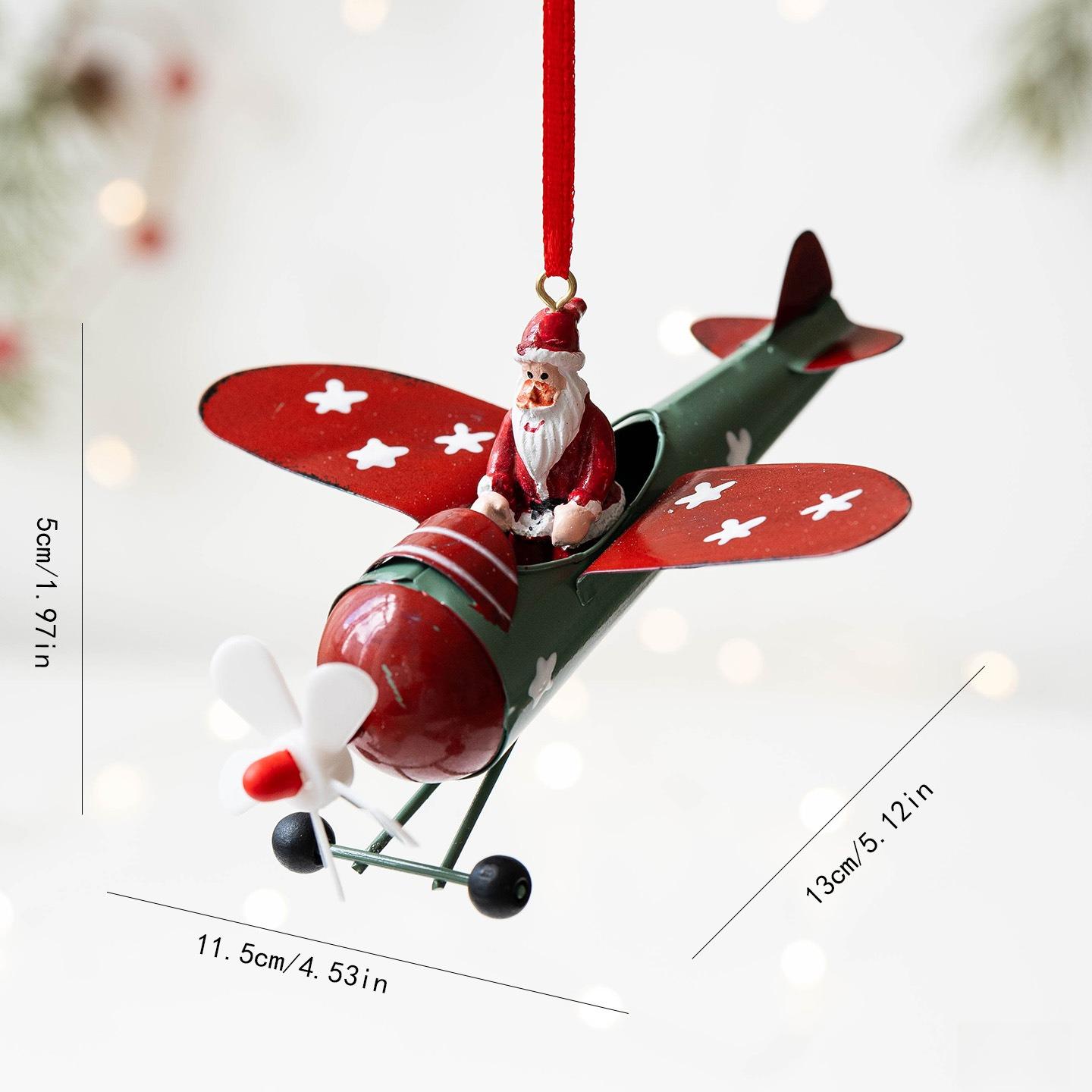 

1PC Iron mini airplane Santa Claus snowman reindeer ornament Christmas tree decoration small gift hanging Christmas tree decoration