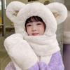 Adult Winter Teddy Bear Hat Scarf Integrated Ear Hat