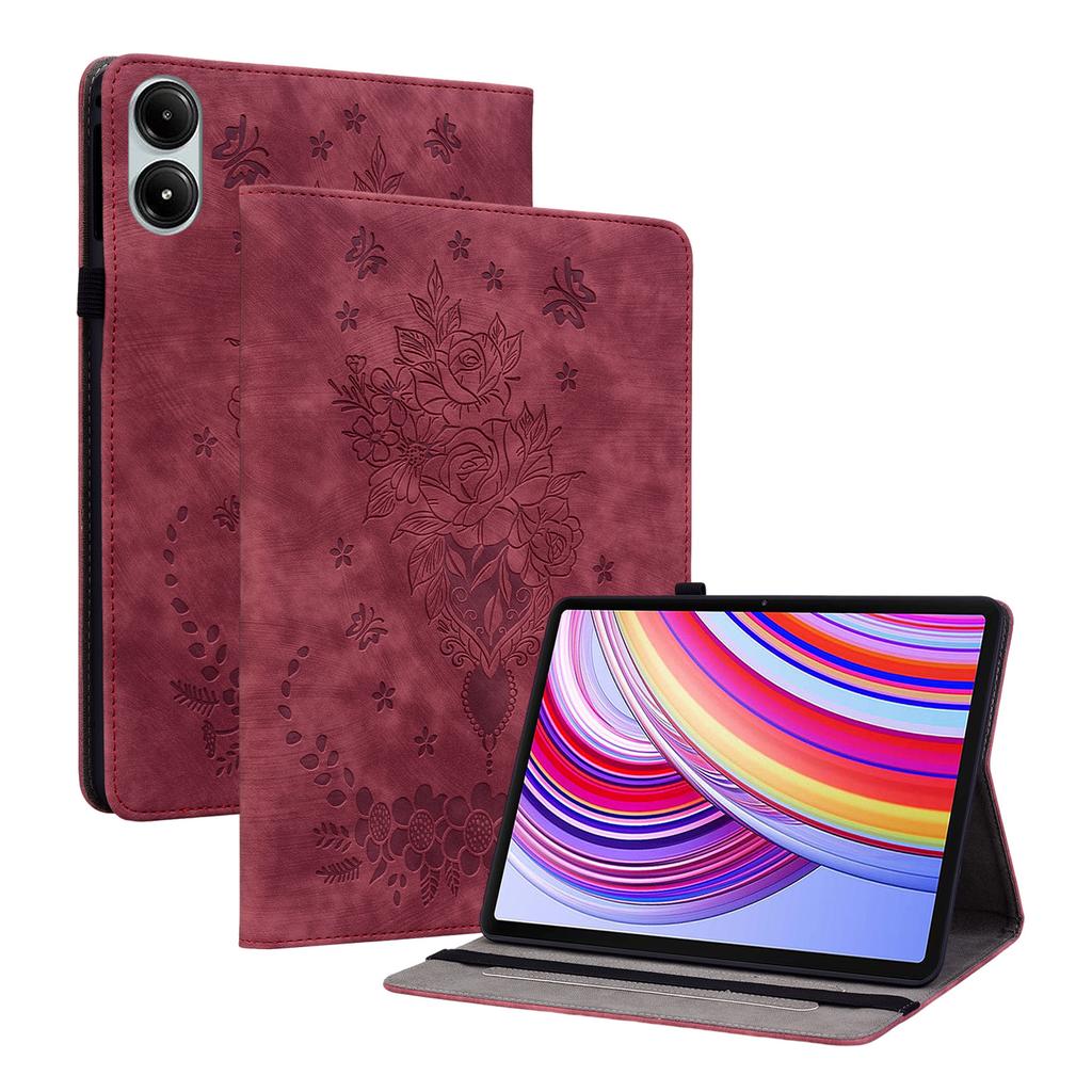 For Xiaomi Redmi Pad Pro/Redmi Pad Pro 5G/Poco Pad Case Rose Flower Leather Protective Cover with Card Holder