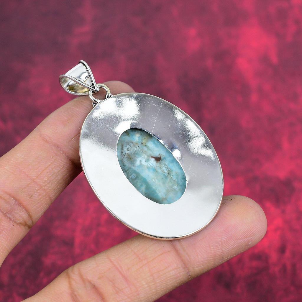 Larimar Prívesok Drahokamové Šperky, 925 Rýdze Striebro Prívesok, Ručne vyrábané Šperky Prívesok s Kameňom Narodenia, Darček pre Neho