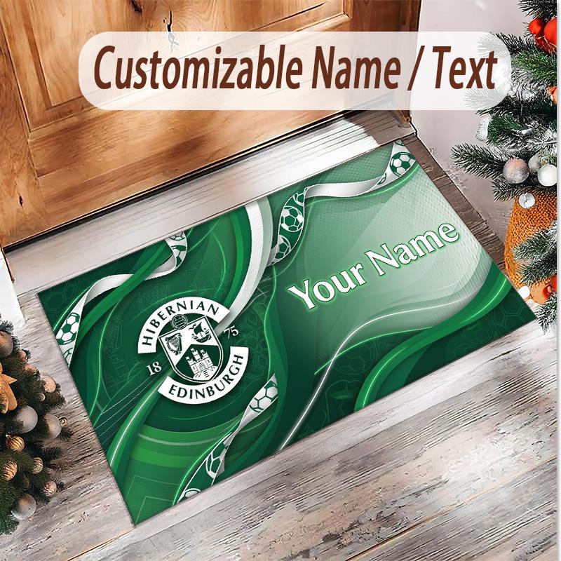 Personalized Crystal Velvet Carpet Hibernian FC Pattern Non Slip Floor Rug