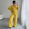 Spring Fashion Plus-Size Women's Two-Piece Set: Linen-Style Shirt & High-Waisted Loose Pants