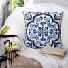 Blue Ornate Floral Mediterranean Sicilian Tile  Square Pillowcase Pillow Cover Cushion Throw Pillow for Home Living Room
