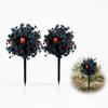 2 Pack Halloween Artificial Pumpkin Ground Stakes with Blue Flowers for Outdoor Yard Decor