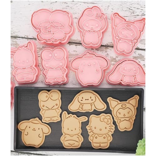 Set of 8 3D Cookie Cutters for DIY Biscuit Baking, Press-Type Cookie Cutters, Baking Supplies, Confectionery Tools, Kitchen Supplies, Kids, Prizes, Lu