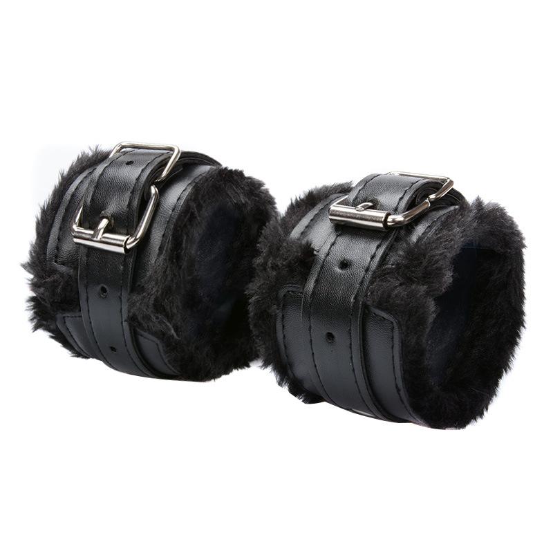 Sexy Adjustable PU Leather Plush Hand Cuffs Ankle Cuff Restraints BDSM Bondage Sex Toy Sex Bondage Exotic Accessories for Women